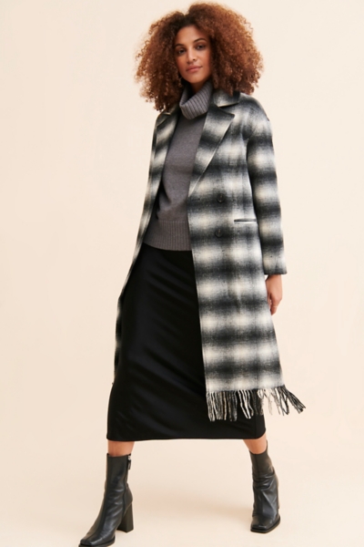 Plaid Fringe Hem Coat | Nuuly