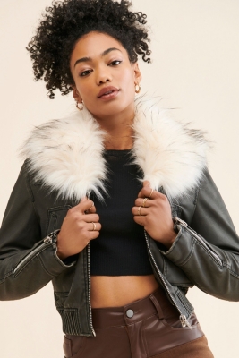 Moonlighter Vegan Leather Bomber Jacket Nuuly