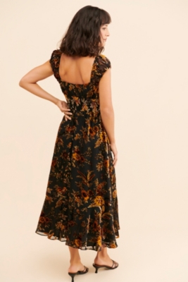 Textured Tie-Front Flower Maxi Dress