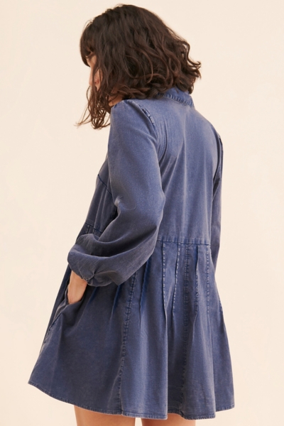 white christmas dresses Arwen Denim Mini Dress Curve | Blue | Womens main image 0