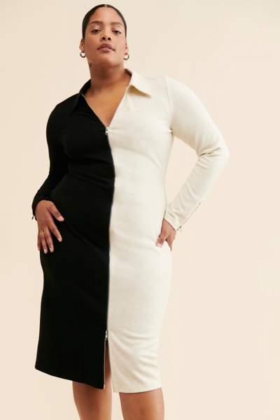 Zip Front Colorblock Midi Dress | Nuuly
