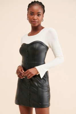 【関税＆送料込み】Palm Angels Vegan Leather Dress Lyla Vegan Leather Layered Mini Dress | Nuuly
