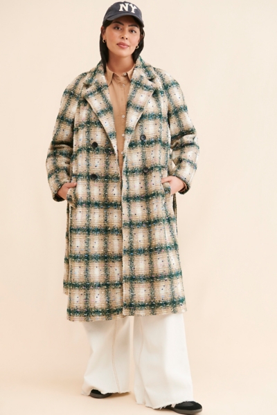 Ne-net reflector tweed coat archive ネネット THEOPHILE Black & White Heavy Textured Tweed Coat With Structured
