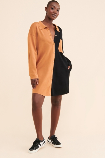Knit Colorblock Shirt Dress | Nuuly