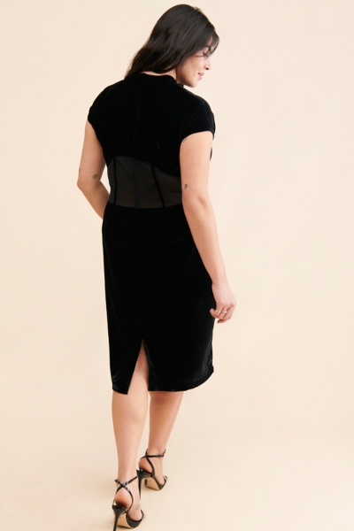 knee length dresses for ladies Black Velvet Midi Dress - All Dresses main image 0
