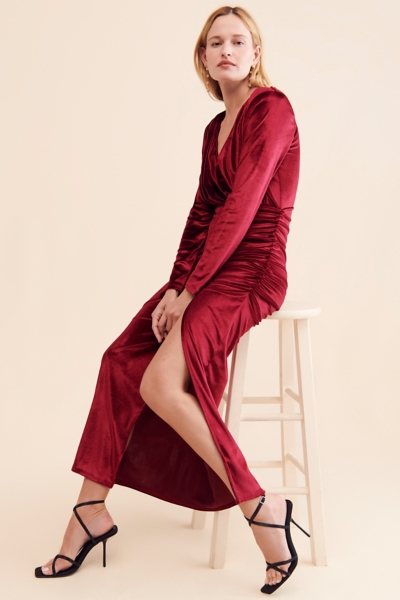 burgundy strappy satin cowl midi dress New Life main image 0