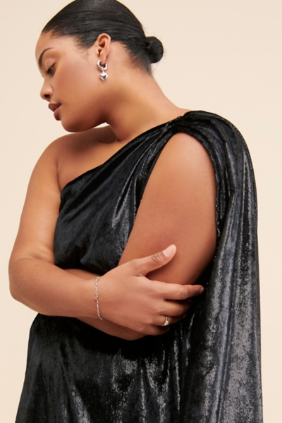 velvet dress one shoulder Hunter Green Velvet Bridesmaid Dress Sheath Floor-Length