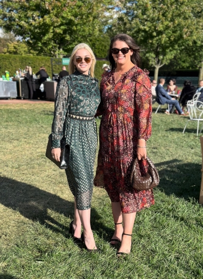 knee length dresses for ladies Emily Lovelock Valentina Print Dress Green – Dan's Southern Prep main image 0