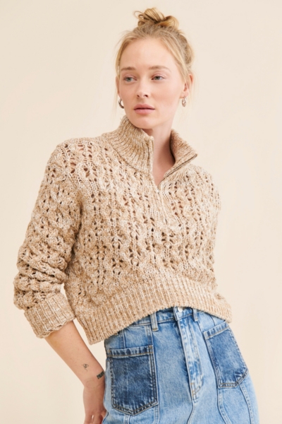 Killian Quarter-Zip Pointelle Sweater | Nuuly