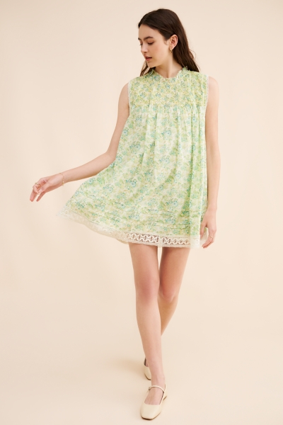 slim fit dress slacks Rihoas Women's Floral Sleeveless Mini Dress Garden Party Essential, Green / XL main image 0