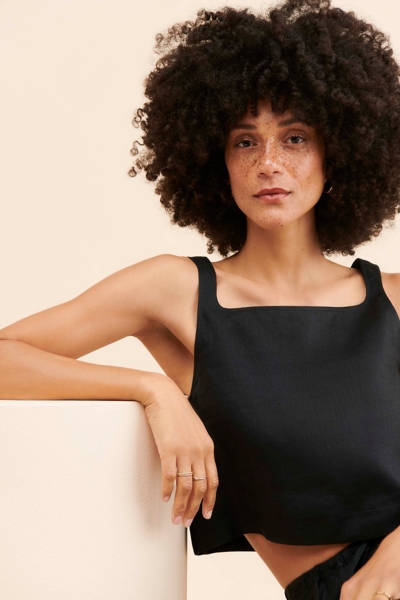 nala Linen like balloon tops ブラック4way Nili Lotan | Elianna Top | Black