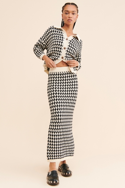 Houndstooth Knit Maxi Skirt | Nuuly