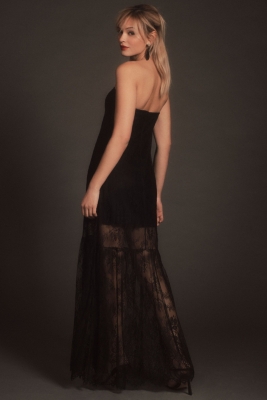 Anna Strapless Sheer Lace Maxi Dress | Nuuly