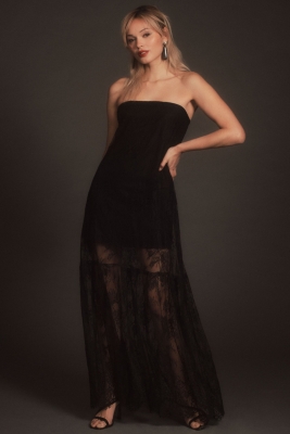 BAU ♥ ANNA layered voluminous long dress/追跡付 Anna Strapless Sheer Lace Maxi Dress | Nuuly