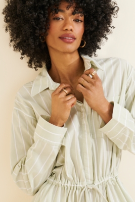 【Her lip to】Armace Stripe Shirt Romper Herlipto Armace Stripe Shirt Romper herlipto Armace Stripe Shirt