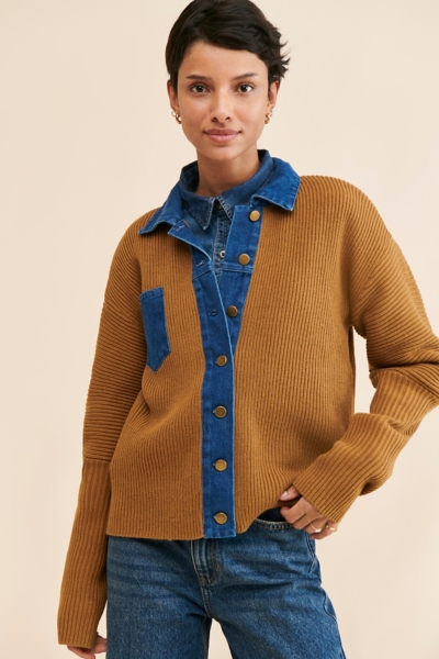 カーディガン Bibiy. "B"camel pepuramu cardigan Camel Open Front 3-D Floral Cardigan | Cozy & Chic | Cupshe