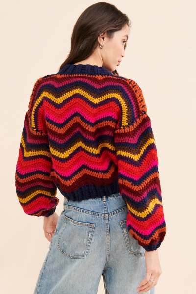 Colorful Waves Crochet Pullover | Nuuly