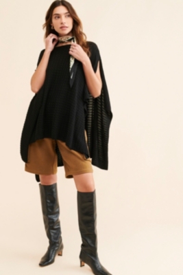 【BAON】[unisex] Ponko over cable knit Alexi Cable Knit Poncho