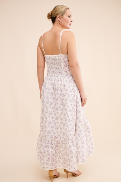 astr the label women's yamila eyelet embroidered sleeveless maxi dress Low V-Neckline Crepe Fit & Flare Wedding Dress main image 1