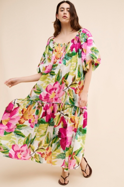 Painted Flowers Off The Shoulder Maxi Dress | Nuuly