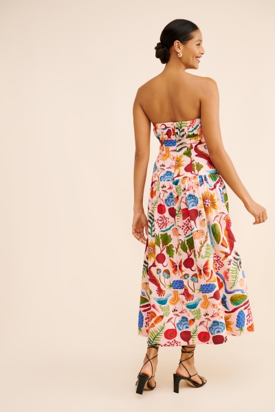chinese dress ladies Boho Strapless Floral Maxi Dress - Patchwork Ruffle Layered Long Dress in Pink | Women's Boho Fashion | 3XL