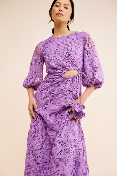 open lace back dress Green Guipire Cut-Out Midi Dress – FARM Rio main image 0