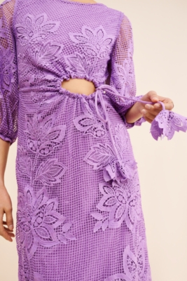 Cut Out Guipire Midi Dress