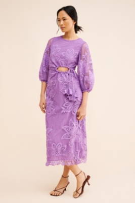 Cut Out Guipire Midi Dress
