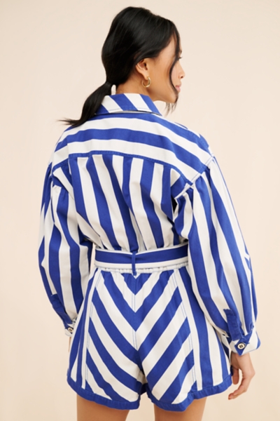 Blue And White Stripe Romper | Nuuly
