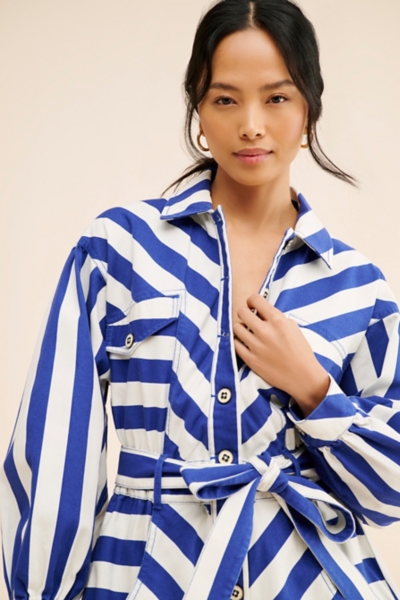 blue and white striped romper dress Blue And White Stripe Romper