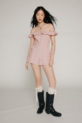 Jeena Eyelet Off-The-Shoulder Romper | Nuuly