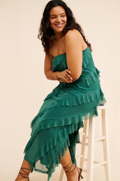 Ruffle Mesh Maxi Dress | Nuuly