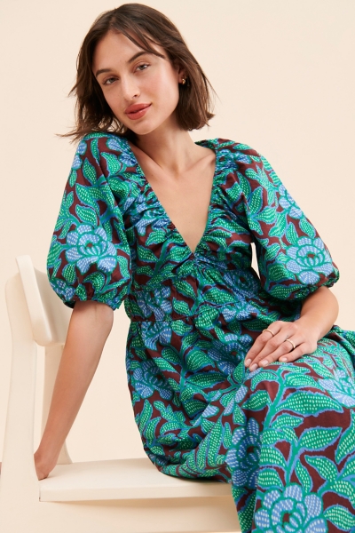 knee length dresses for ladies Petal & Pup Women's Naira Pleated Maxi Dress