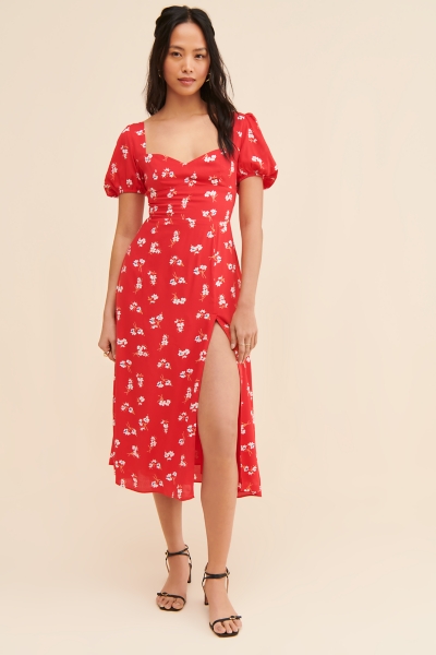 knee length dresses for ladies Gillian Pearl Midi Dress 4 / Ivory Embellished Silk Faille main image 0