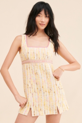 ワンピース sheer x tweed ruffle mini dress Panama Tweed Mini Dress | Nuuly