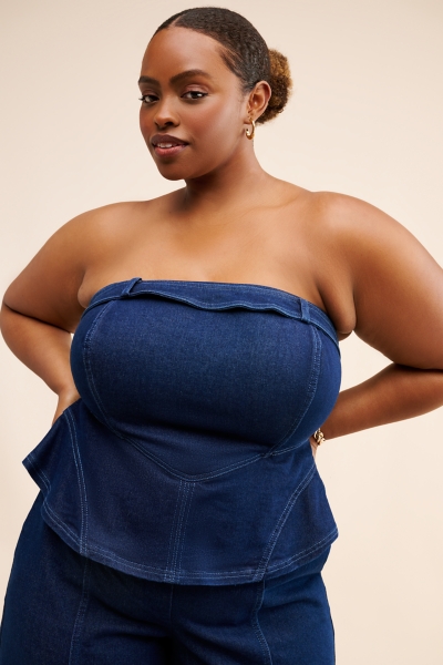 Denim Peplum Jumpsuit | Nuuly