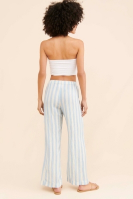 SHBECYDE Women Elastic Waist Striped Pants Y2K Wide Leg