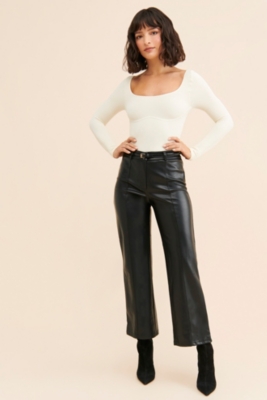 Vegan Leather Wide Leg Crop Pants | Nuuly