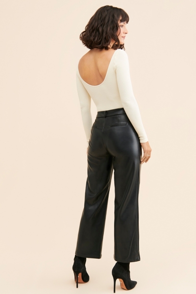 Vegan Leather Wide Leg Crop Pants | Nuuly