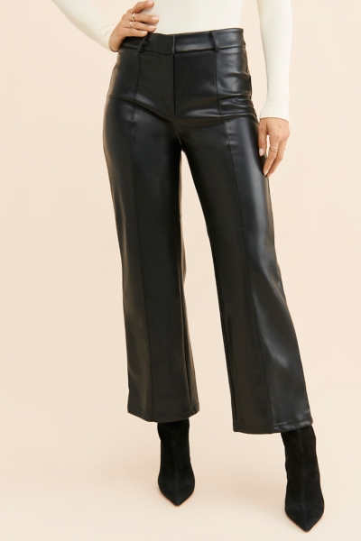 Vegan Leather Wide Leg Crop Pants | Nuuly