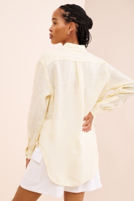 Striped Linen Oversized Button Down Shirt