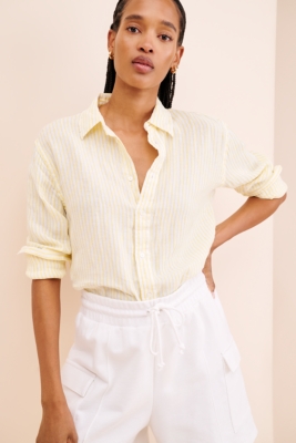 Striped Linen Oversized Button Down Shirt