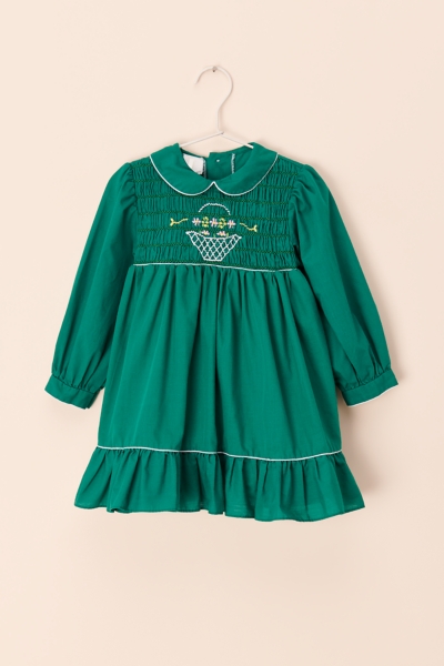 slim fit dress slacks Rain Smocked Midi Dress in Green