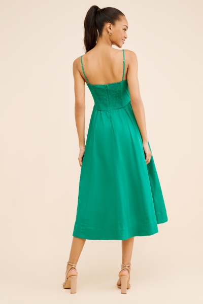 knee length dresses for ladies Flounce Bustier Midi Dress – POST MERIDIEM main image 0