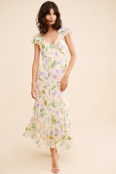 knee length dresses for ladies Wisteria Butterfly Midi Dress – Fairy Tong main image 1