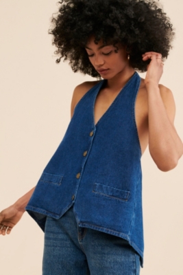売れ筋商品|||ライオネス カットソー トップス レディース Women's Hills Denim Halter Top Dark Denim Hills Halter Denim | Princess Polly USA