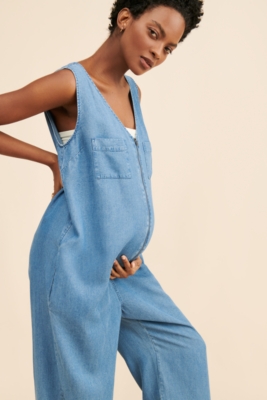 Maternity Zip Front Chambray Jumpsuit Nuuly