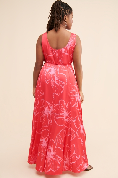 open lace back dress Red arlesienne floral print midi wrap dress  Gabin