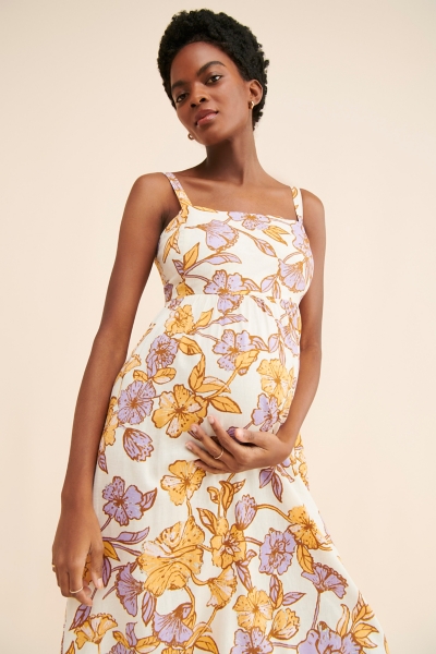 Maternity Maya Tie Back Linen Dress | Nuuly