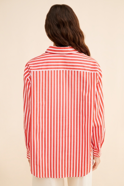 シャツ/ブラウス(長袖/七分) aclent / Boy friend stripe shirt 先染ストライプ】男女兼用シャツ（七分袖） | ユニフォーム総合